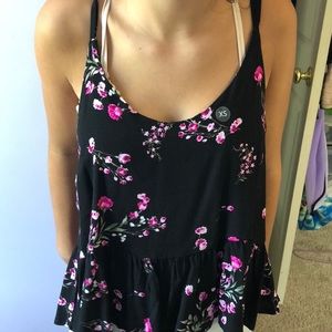 Black floral tank top